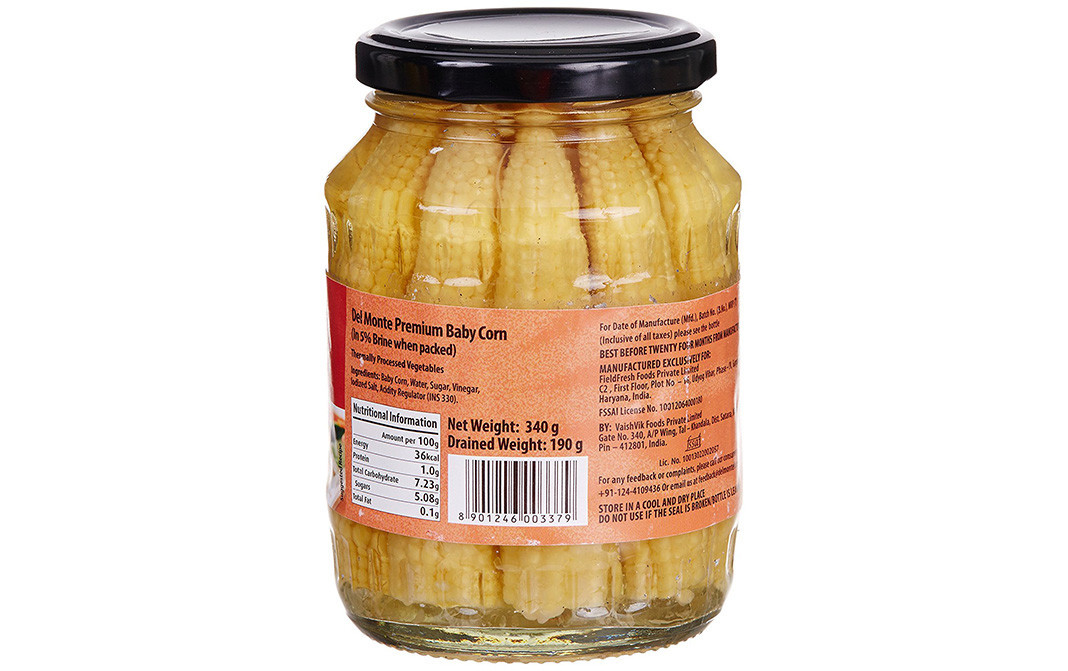 Del Monte Baby Corn    Glass Jar  340 grams